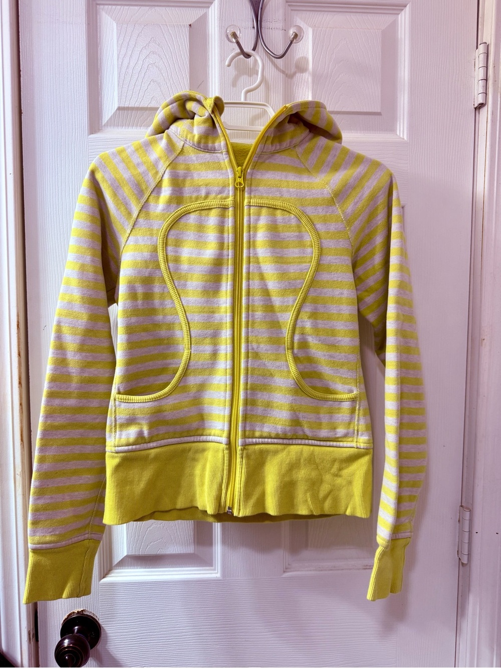 lululemon athletica Yellow & Cream Striped Zip Hoodie